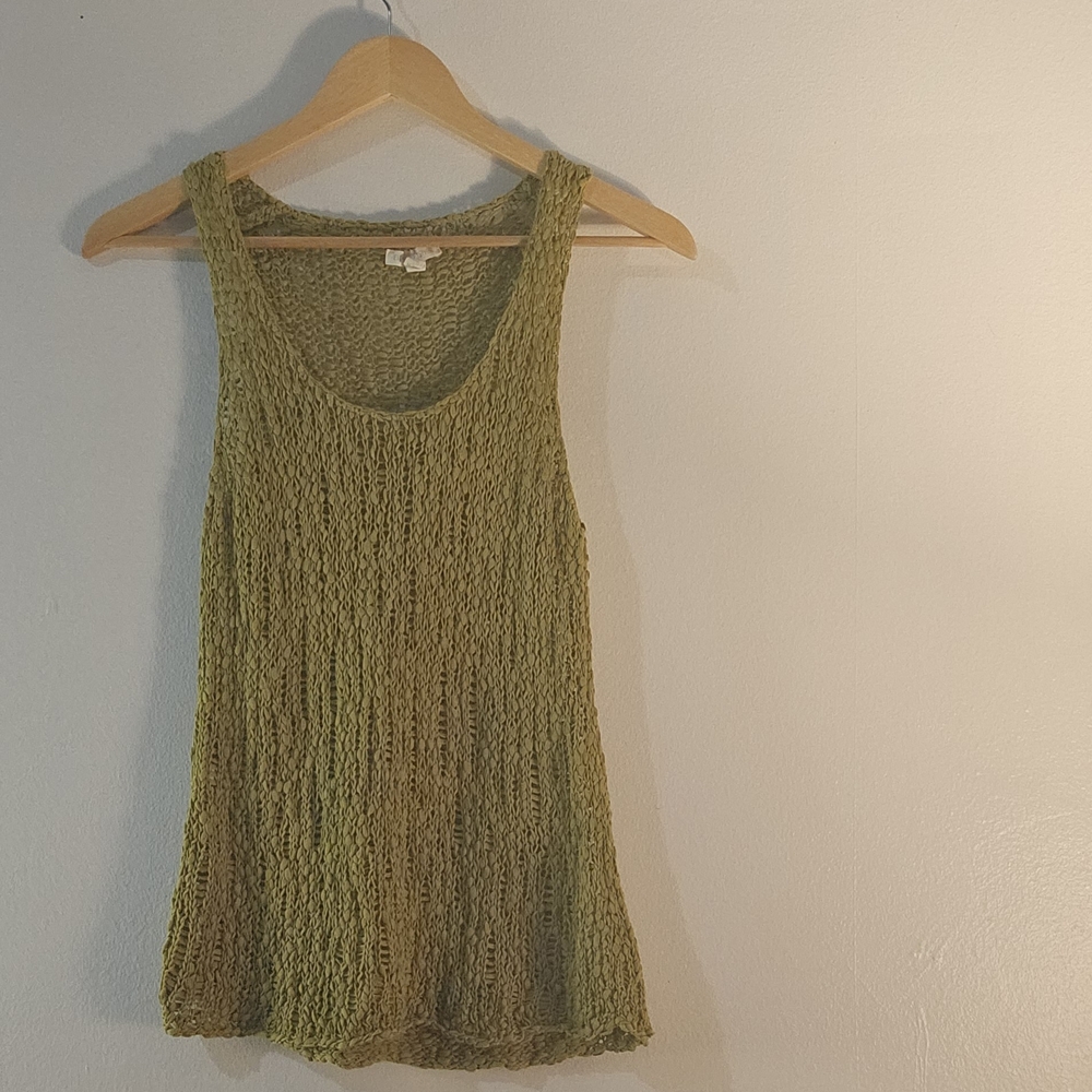 Eileen Fisher Textured Green Tank Top